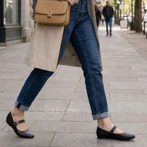 DV by Dolce Vita Black Mary Jane Flats Gold Buckle Women’s Size 10 New With Box